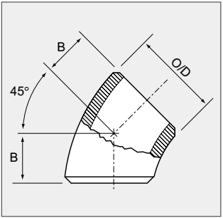 45 Degree Steel Butt Weld Elbow Drawing